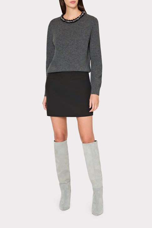 Embellished Crewneck Sweater Charcoal Image 2 of 4