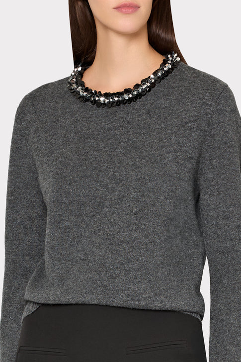 Embellished Crewneck Sweater Charcoal Image 3 of 4