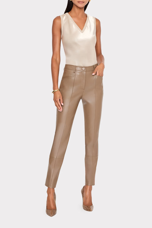 Rue Vegan Leather Pants Mocha Image 2 of 6