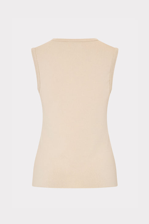 Beige sleeveless top on a light gray background