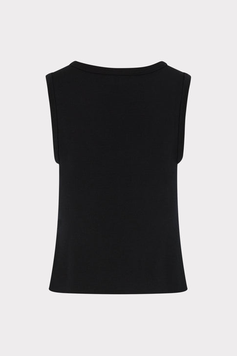 Black Knit Combination Shell Top - Knit Back View | MILLY