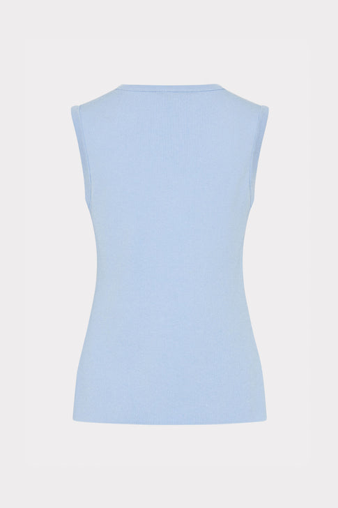 Light blue knit combination sleeveless top - Back View | MILLY