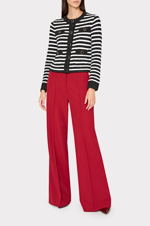 Sequin Striped Cardigan Black/Ecru Image 2 of 5