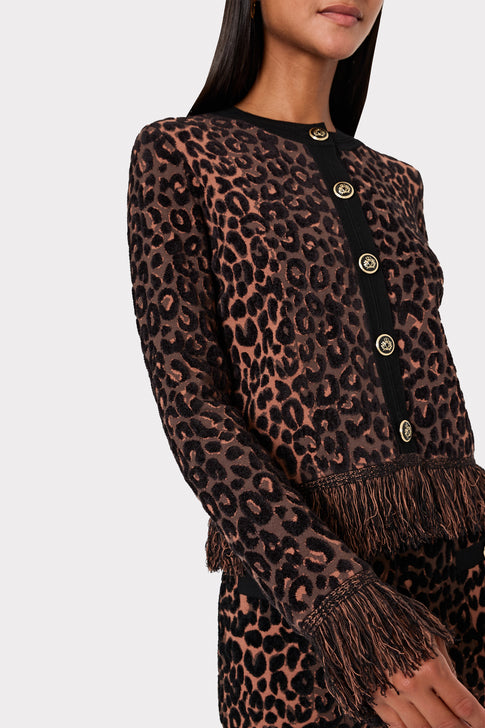 Leopard Fringe Cardigan Jacket Multi Image 4 of 5
