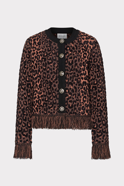 Leopard Fringe Cardigan Jacket Multi Image 1 of 5