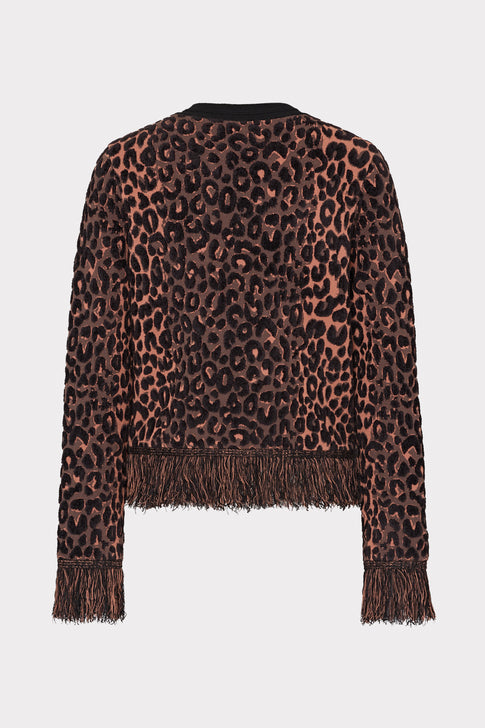 Leopard Fringe Cardigan Jacket Multi Image 5 of 5