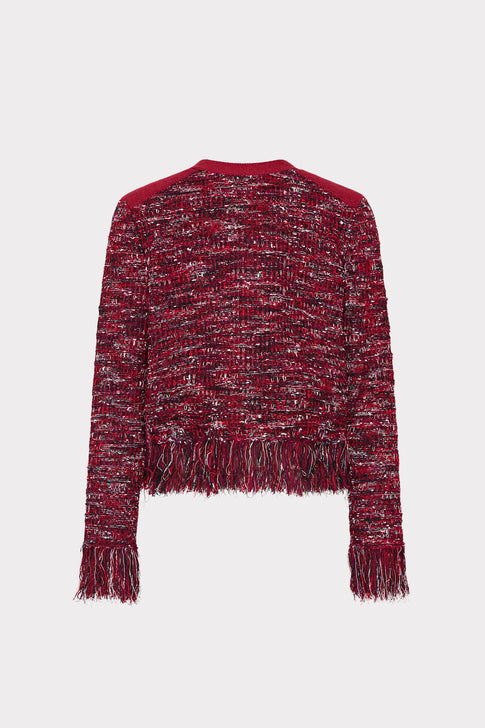 Kaia Textured Knit Cardigan Jacket Burgundy Multi Image 4 of 4