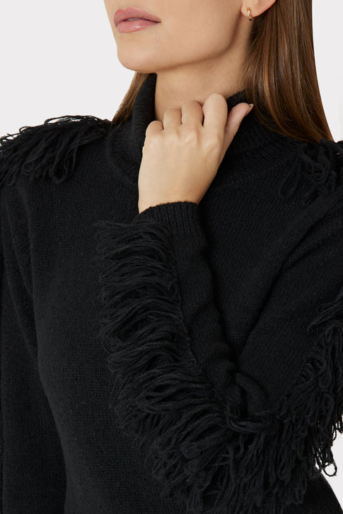 Rowe Fringe Sleeve Turtleneck Mini Dress