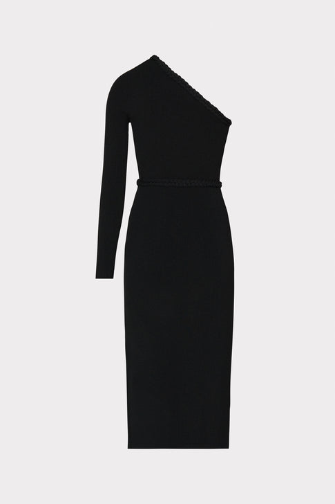 One Shoulder Braided Midi Dress