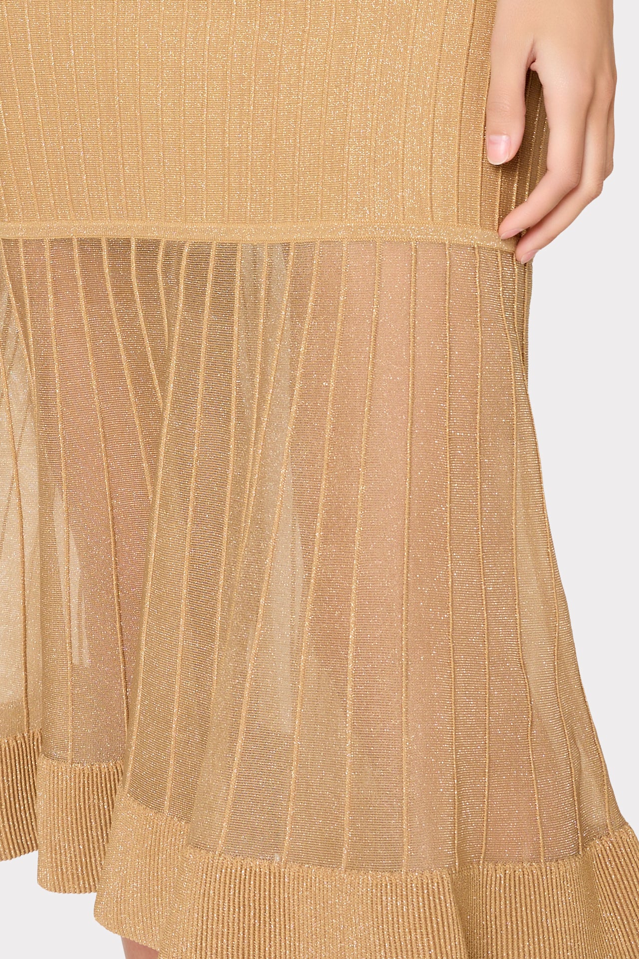slim fit dress slacks Nisha Metallic Draped Sleeve Gown - Oro Gold Strapless Metallic Puff Sleeve  Gown main image 0