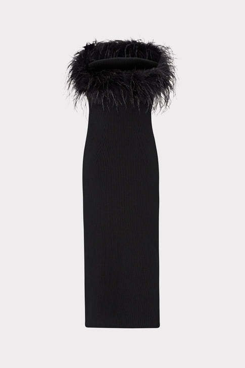 Robena Feather Embellished Midi Dress Black Image 4 of 4