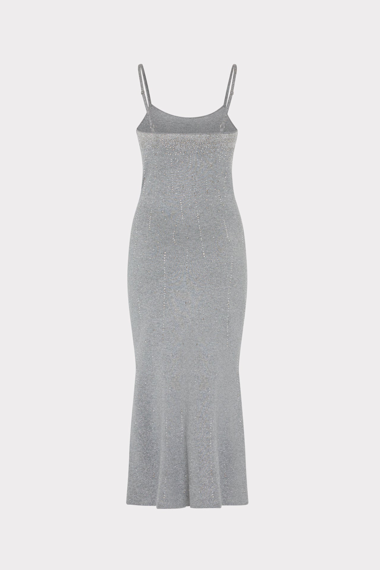 knee length dresses for ladies Milly Ricky Metallic Rhinestone Spaghetti Strap Dress - Grey/Silver