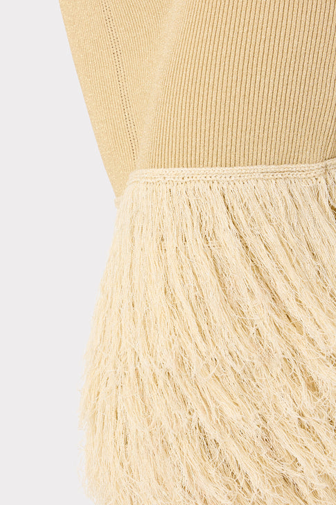Raz Metallic Fringe Midi Dress Gold Image 4 of 5