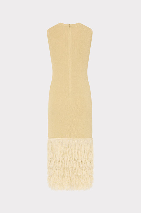 Raz Metallic Fringe Midi Dress Gold Image 5 of 5