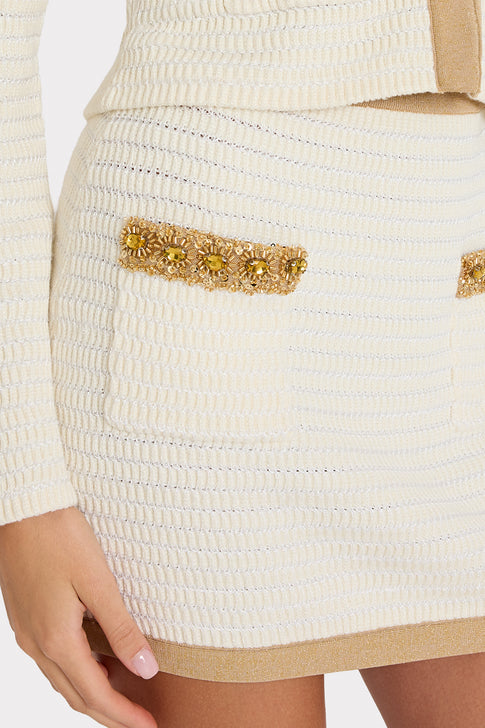 Reggie Gold Embellished Mini Skirt Ecru/Gold Image 5 of 6