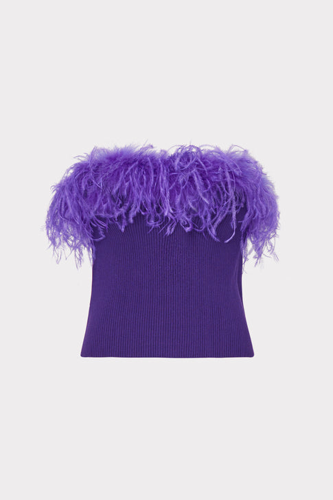 Strapless Feather Knit Top Purple Image 1 of 5
