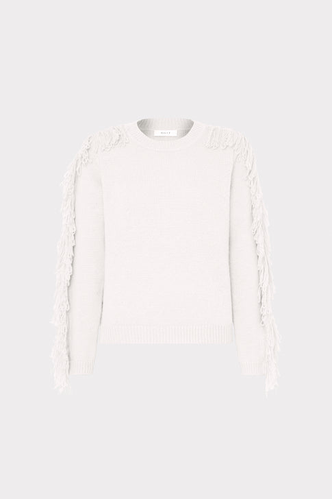 Fringe Sleeve Crewneck Sweater