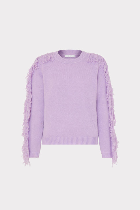 Fringe Sleeve Crewneck Sweater