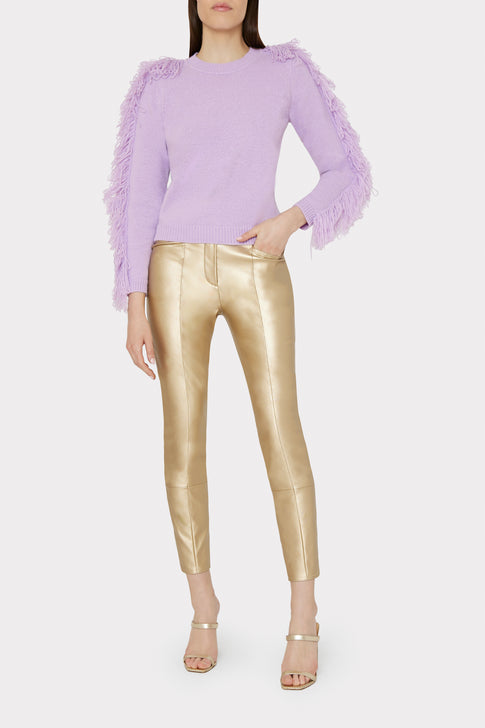 Fringe Sleeve Crewneck Sweater