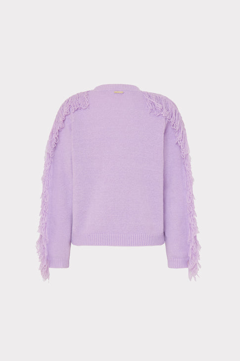 Fringe Sleeve Crewneck Sweater