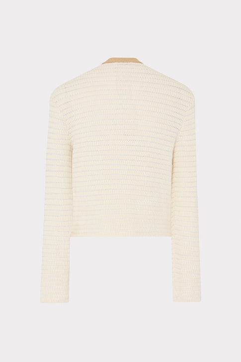 Reid Gold Embellished V-Neck Cardigan Ecru/Gold Image 6 of 6