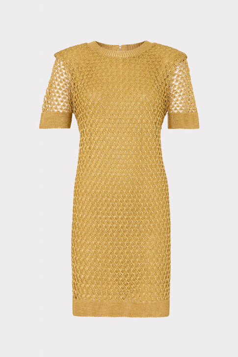 Sinclair Metallic Mesh Mini Dress Gold Image 1 of 4