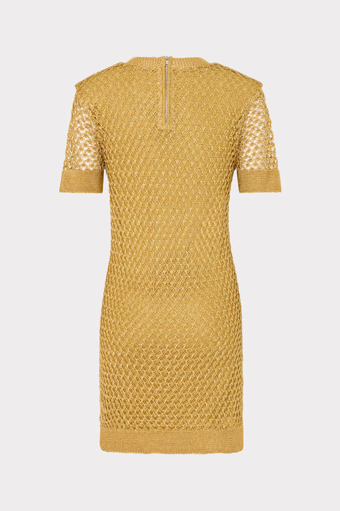 Sinclair Metallic Mesh Mini Dress Gold Image 4 of 4