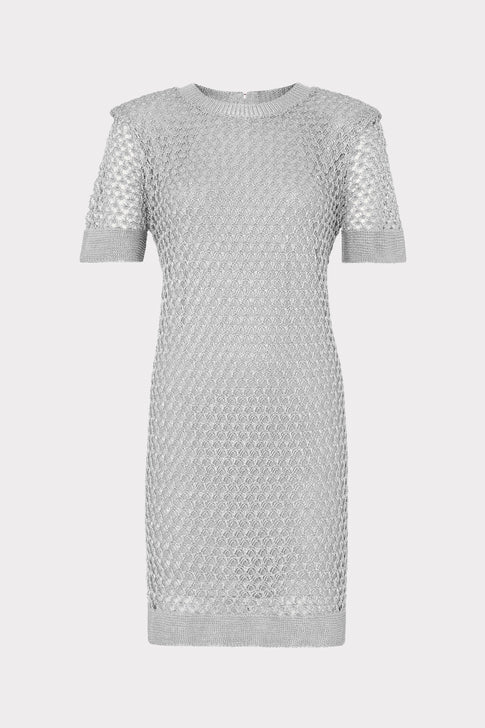 Sinclair Metallic Mesh Mini Dress Silver Image 1 of 4