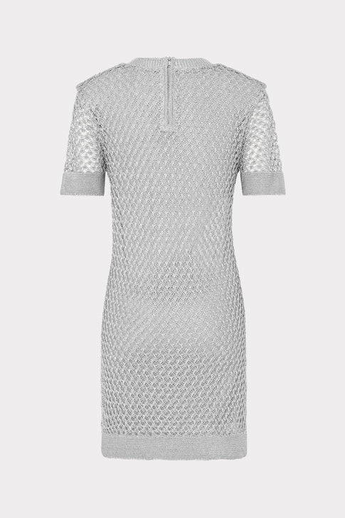 Sinclair Metallic Mesh Mini Dress Silver Image 4 of 4