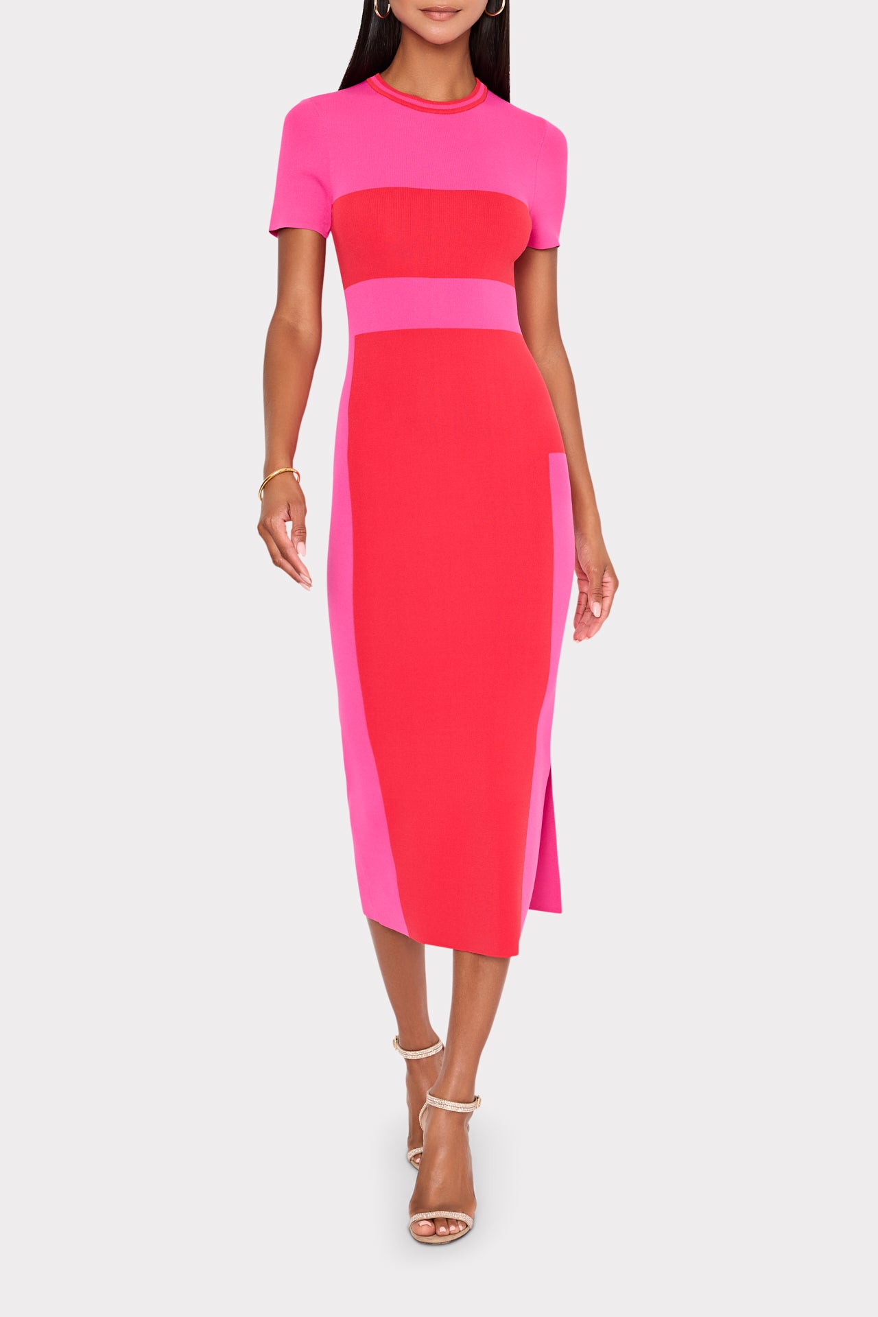 Shohona Colorblock Knit Dress in Pink Multi