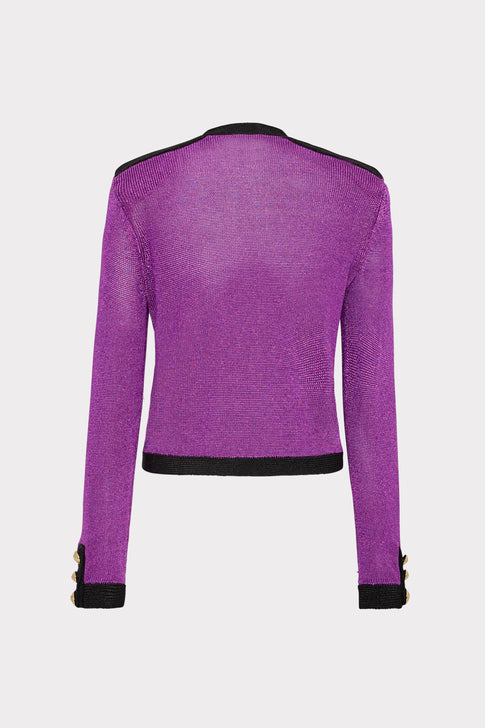 Metallic Cardigan Sweater Purple/Black Image 4 of 4