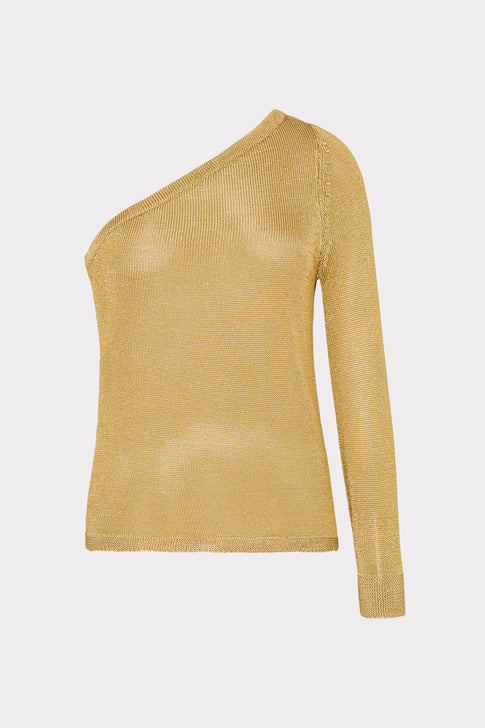 Metallic Knit One Shoulder Top