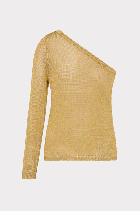 Metallic Knit One Shoulder Top