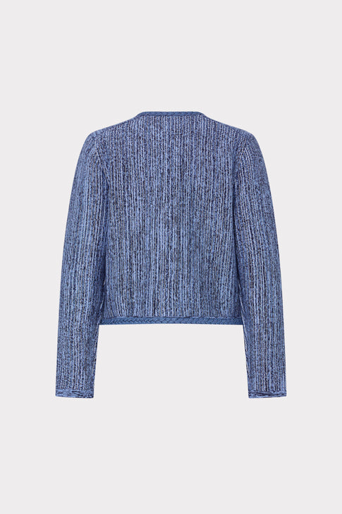 Shayne Pinstripe Knit Cardigan Jacket in Blue Multi | MILLY