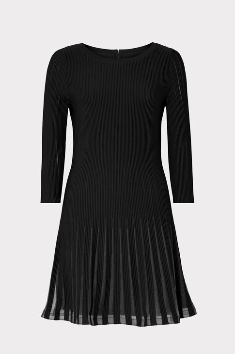 Tabitha Sheer Godet Mini Dress Black Image 1 of 4