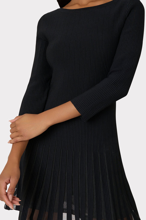 Tabitha Sheer Godet Mini Dress Black Image 3 of 4
