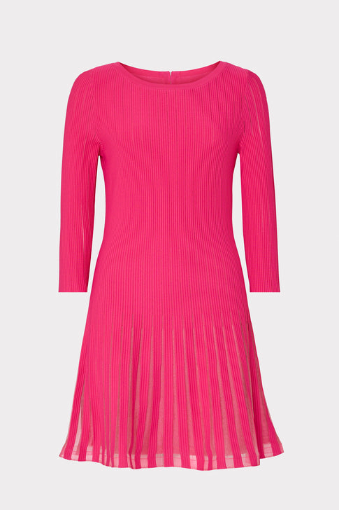 Tabitha Sheer Godet Mini Dress Milly Pink Image 1 of 4