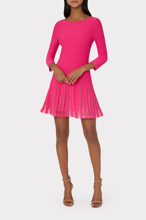 Tabitha Sheer Godet Mini Dress Milly Pink Image 2 of 4