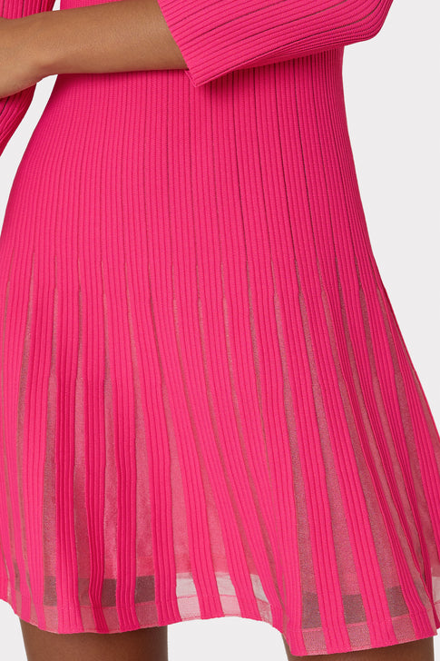 Tabitha Sheer Godet Mini Dress Milly Pink Image 3 of 4