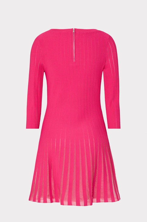 Tabitha Sheer Godet Mini Dress Milly Pink Image 4 of 4