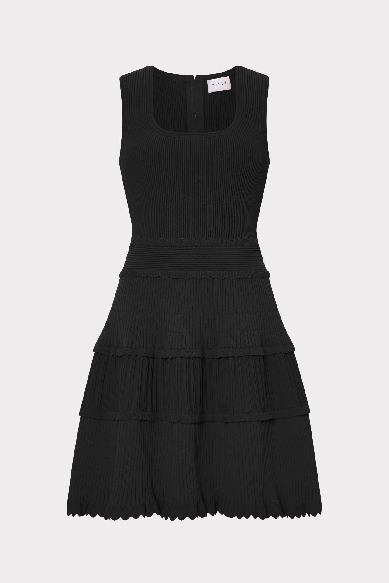 Suri Scallop Mini Dress in Black | Milly Suri Scallop Mini Dress in Black | Milly
