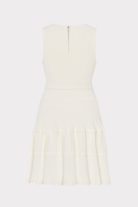 Ecru Knit Suri Scallop Mini Dress - Back View | MILLY