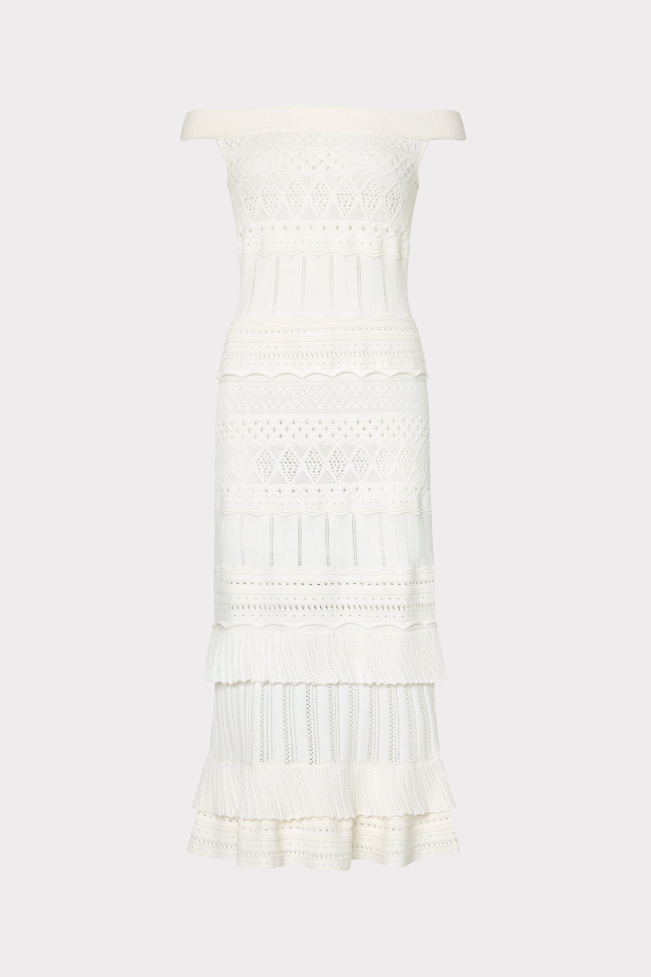 Maven Ruffle Midi Dress in Ecru | MILLY Maven Ruffle Midi Dress in Ecru | MILLY