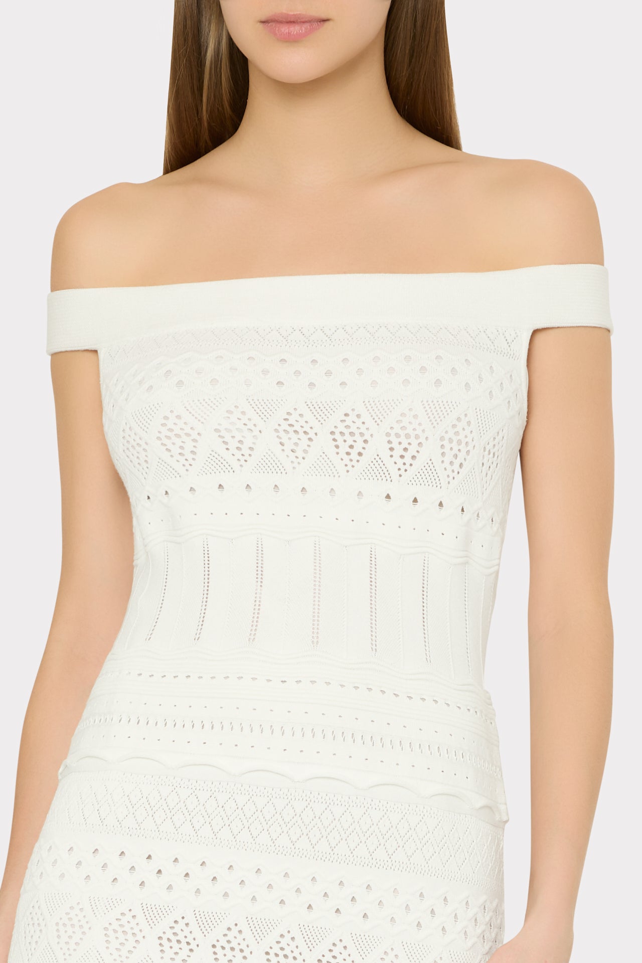 white ruffle midi dress Milly Maven Ruffle Off-The-Shoulder Midi Dress