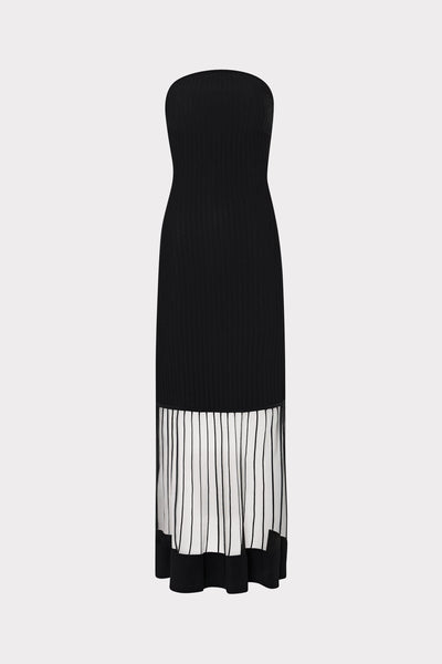 Dani Strapless Midi Dress in Black | MILLY