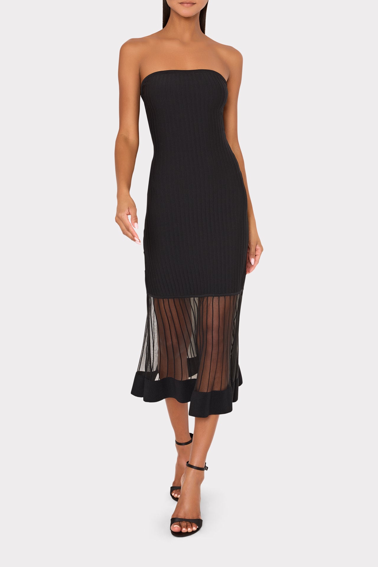 Dani Strapless Midi Dress in Black | MILLY Dani Strapless Midi Dress in Black | MILLY