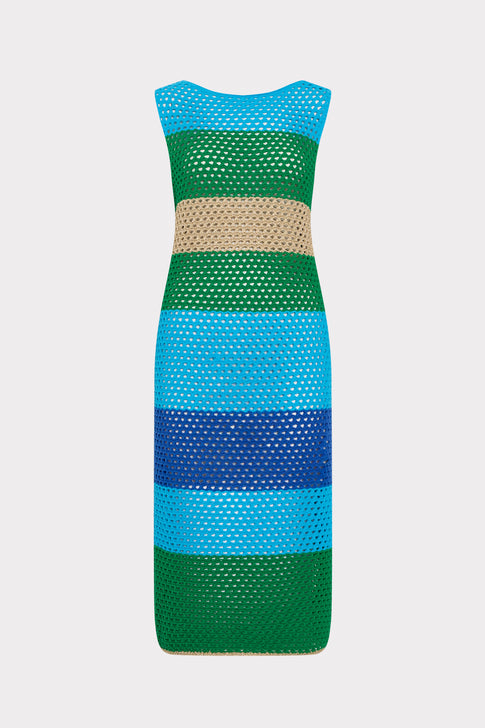 Open Stitch Boat Neck Midi Dress