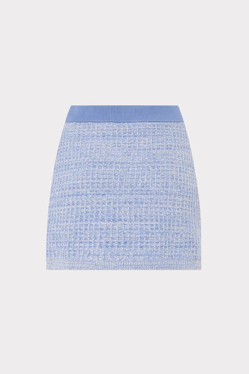 Blue Textured Mini Skirt - Flat Lay Back View | MILLY