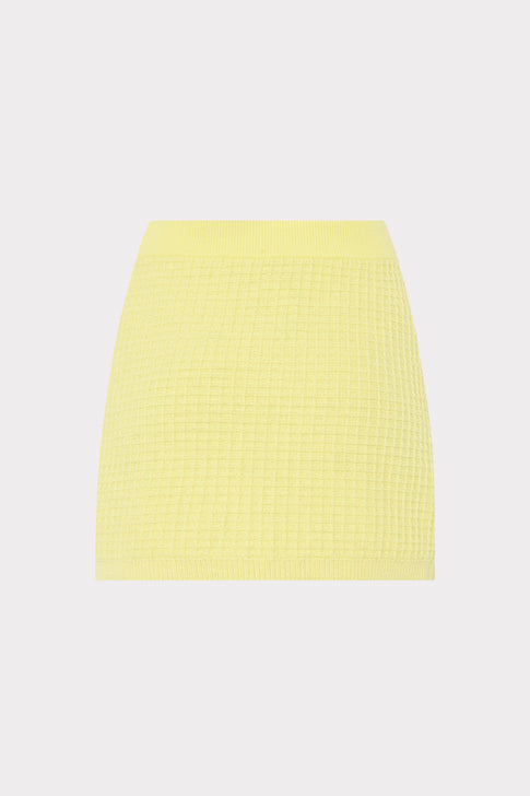 Light Yellow Textured Knit Mini Skirt - Back View | MILLY