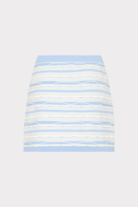 Blue Multi Knit Mini Skirt with Elegant Stripe Pattern - Product View | MILLY